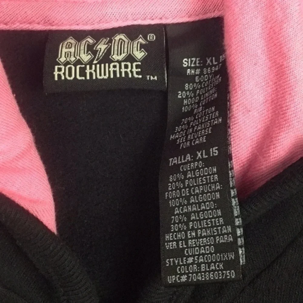 AC/DC 2005 ROCKWEAR Hooded Sweatshirt Hoodie Top Jacket Women’s Small or Kids XL - Picture 8 of 11